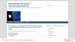 
                            13. LG Frankfurt: Zusendung eines Gutscheins per Email ist unzulässige ...