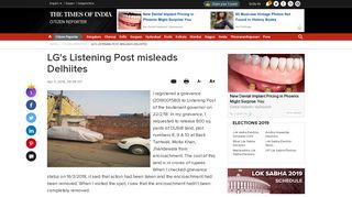 
                            8. LG's Listening Post misleads Delhiites - Times of India