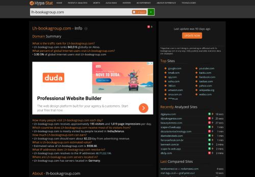 
                            8. Lh-bookagroup.com: Book-a-Group - traffic statistics - HypeStat