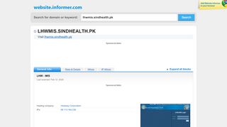 
                            1. lhwmis.sindhealth.pk at Website Informer. LHW - MIS. Visit ...