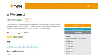 
                            6. libconnect (libconnect) - TYPO3 Extension Repository - typo3.org