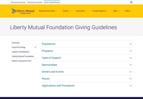 
                            9. Liberty Mutual Foundation Giving Guidelines