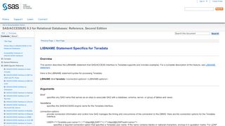 
                            10. LIBNAME Statement Specifics for Teradata :: SAS/ACCESS(R) 9.3 for ...