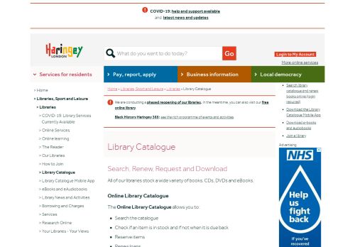 
                            12. Library Catalogue | Haringey Council
