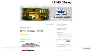 
                            5. Library Catalogue – iPortal | LUMS Library