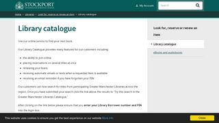 
                            6. Library catalogue - Stockport Council