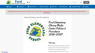 
                            9. Library Policies and Procedures - Ford Elementary School
