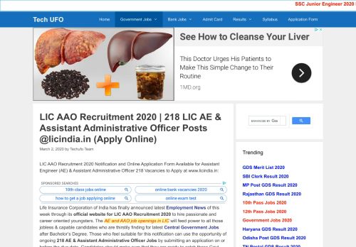 
                            3. LIC AAO Recruitment 2019 Apply Online, licindia.in Asst ... - Tech UFO