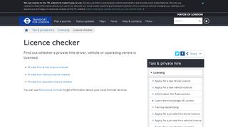 
                            8. Licence checker - Transport for London