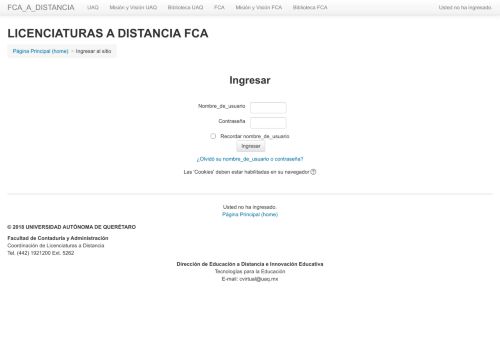 
                            13. LICENCIATURAS A DISTANCIA FCA: Entrar al sitio - UAQ