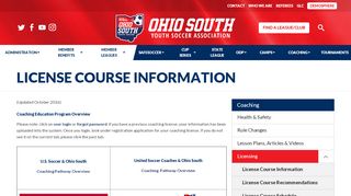 
                            11. License Course Information | Ohio South Youth Soccer