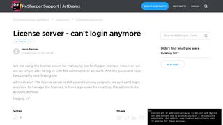 
                            8. License server - can't login anymore – ReSharper Support | JetBrains