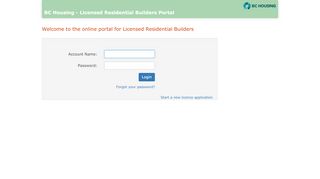 
                            1. Licensed Residential Builders Portal - BC Housing