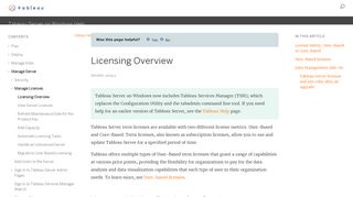 
                            2. Licensing Overview - Tableau