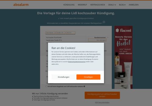 
                            9. Lidl kochzauber online kündigen | geprüfte Vorlage - Aboalarm