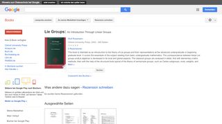 
                            7. Lie Groups: An Introduction Through Linear Groups - Google Books-Ergebnisseite