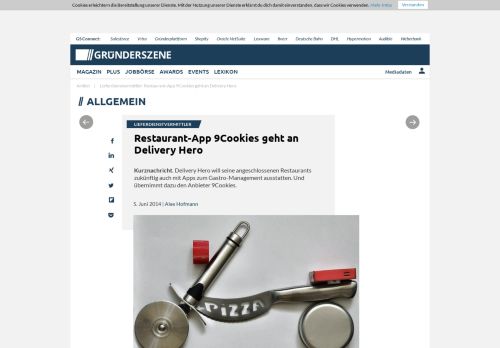 
                            6. Lieferdienstvermittler: Restaurant-App 9Cookies geht ... - Gründerszene