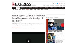 
                            12. Life in space: OXYGEN found on barrelling comet - is it a sign of alien ...