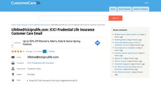 
                            12. lifeline@iciciprulife.com: ICICI Prudential Life Insurance Customer ...