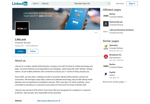 
                            4. LifeLock | LinkedIn