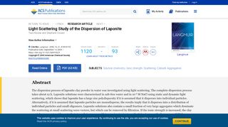 
                            11. Light Scattering Study of the Dispersion of Laponite - Langmuir (ACS ...