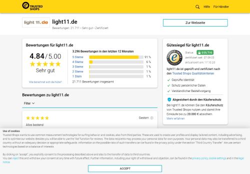 
                            8. light11.de Bewertungen & Erfahrungen | Trusted Shops