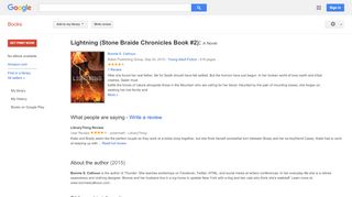 
                            12. Lightning (Stone Braide Chronicles Book #2): A Novel  - Google بکس کا نتیجہ
