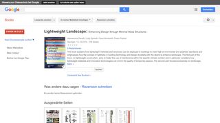 
                            9. Lightweight Landscape: Enhancing Design through Minimal Mass ... - Google Books-Ergebnisseite