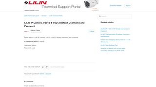 
                            4. LILIN IP Camera, VS012 & VS212 Default Username and Password ...
