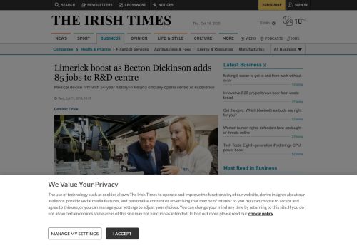 
                            11. Limerick boost as Becton Dickinson adds 85 jobs to R&D centre