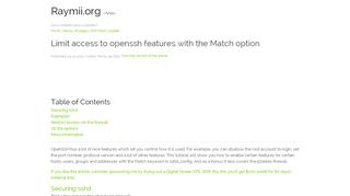 
                            11. Limit access to openssh features with the Match option - Raymii.org