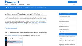 
                            4. Limit the Number of Failed Logon Attempts in Windows 10 - iSumsoft