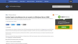 
                            7. Limitar logins simultâneos de um usuário no Windows Server 2008