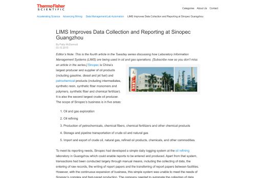 
                            12. LIMS Improves Data Collection and Reporting at Sinopec ...