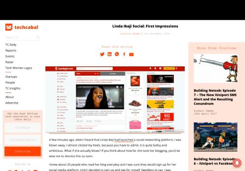 
                            4. Linda Ikeji Social: First Impressions | TechCabal