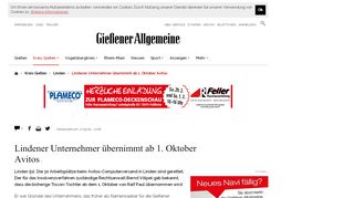 
                            3. Lindener Unternehmer übernimmt ab 1. Oktober Avitos | Gießener ...