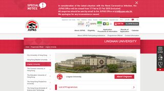 
                            9. Lingnan University - Programmes Offered - JUPAS