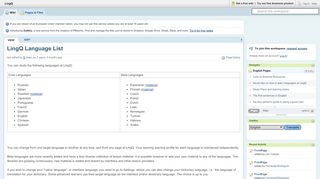 
                            11. LingQ / LingQ Language List - PBworks