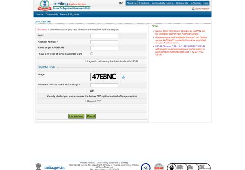 
                            1. Link Aadhaar - e-Filing Home Page, Income Tax Department ...