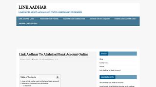 
                            7. Link Aadhaar To Allahabad Bank Account Online – Link Aadhar
