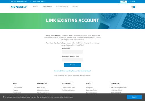 
                            4. link existing account - Synergy WorldWide