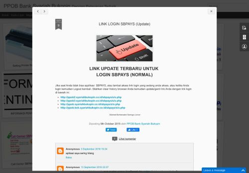 
                            2. LINK LOGIN SBPAYS (Update) | PPOB Bank Syariah Bukopin