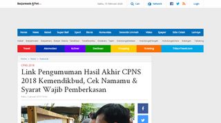 
                            7. Link Pengumuman Hasil Akhir CPNS 2018 Kemendikbud, Cek ...