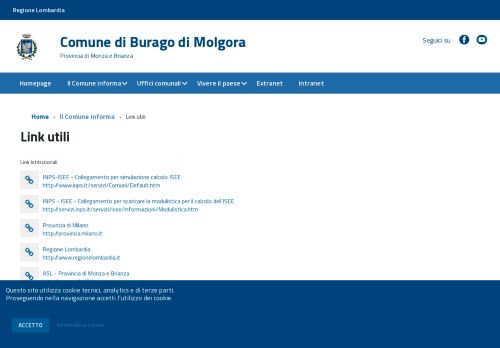 
                            10. Link utili - COMUNE DI BURAGO DI MOLGORA