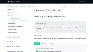 
                            3. Link Your Bank Account – Robinhood Help Center