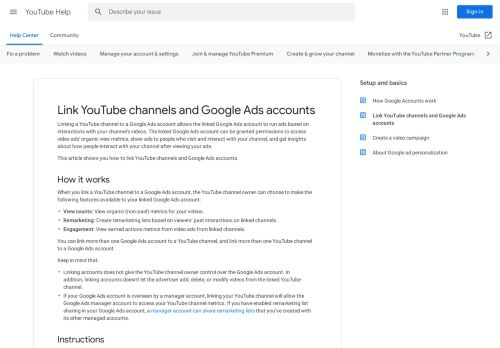 
                            6. Link YouTube channels and Google Ads - Previous - YouTube Help