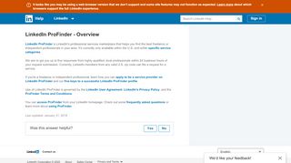 
                            4. LinkedIn ProFinder - Overview | LinkedIn Help