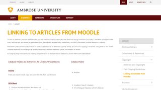 
                            3. Linking to Articles from Moodle | Ambrose University