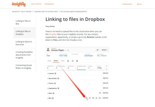 
                            9. Linking to files in Dropbox – Insightly Help Center