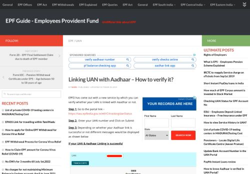 
                            8. Linking UAN with Aadhaar - How to verify it? - EPF Guide